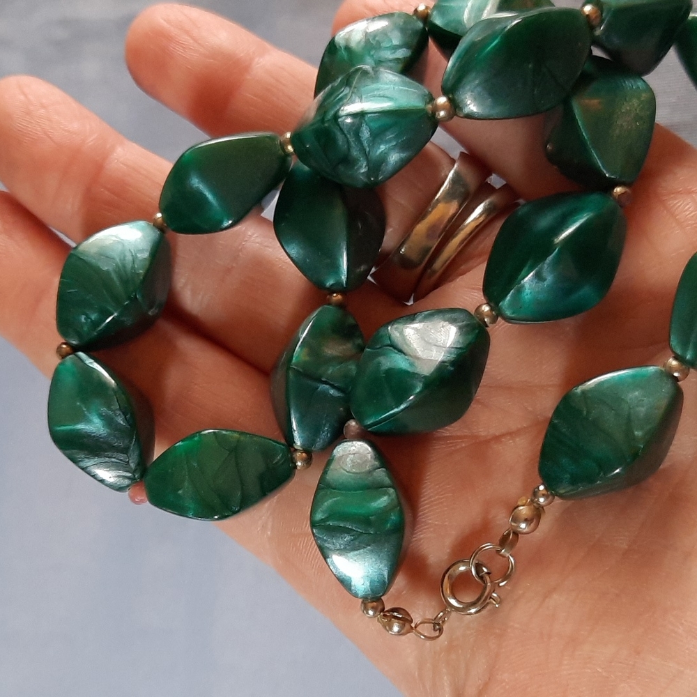 2 (Two), Beaded Necklace, 1 Green Tones, 1 Blue Tones And Other Colors - Picture 5 of 5